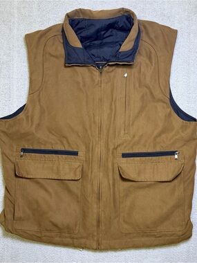 Cutter & Buck Reversible Full Zip Vest Mens XL Brown Utility / Black Quilted